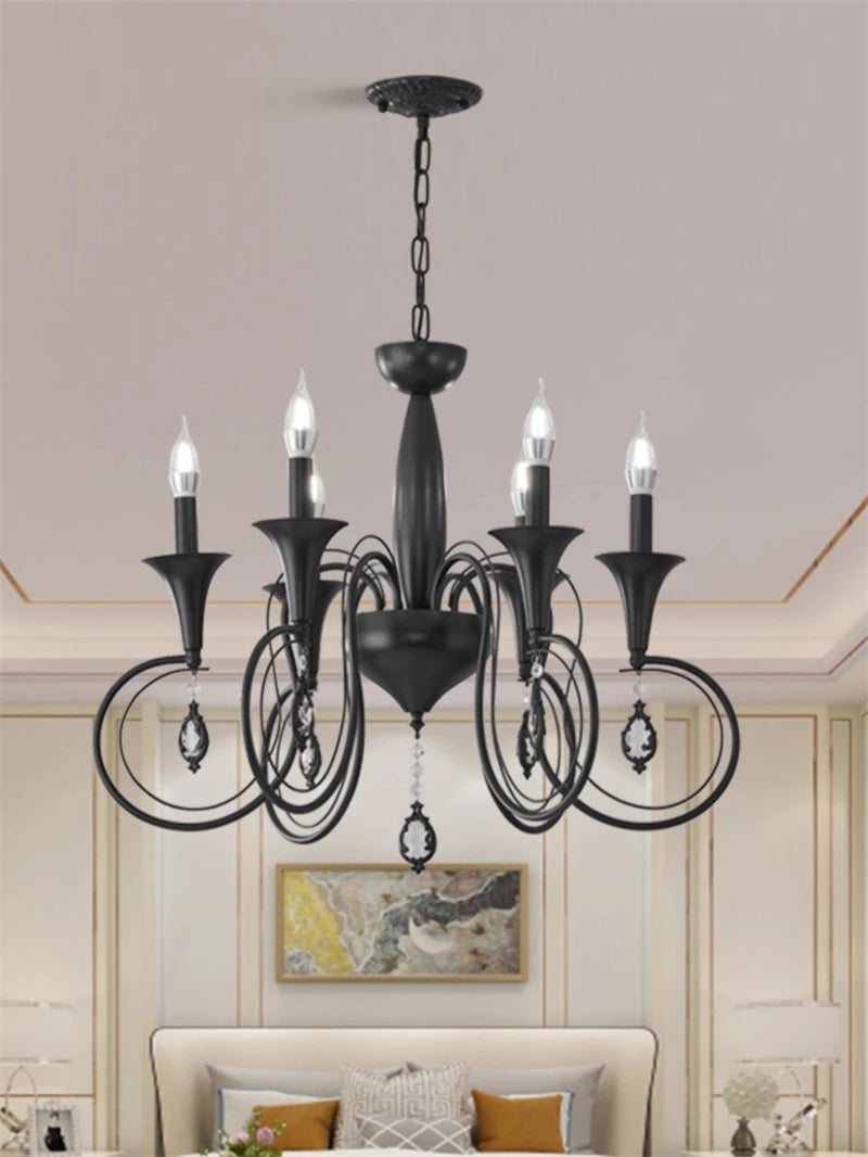 lustre en fer de style campagnard européen et américain pour intérieur - vue 5 sur 6
