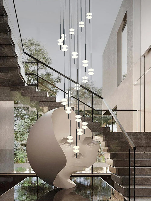 Nordic Staircase Long Chandelier Villa Duplex Chandelier Modern Light Luxury Conical Acrylic Design, 2023 New Pendant Light - vue 5 sur 12