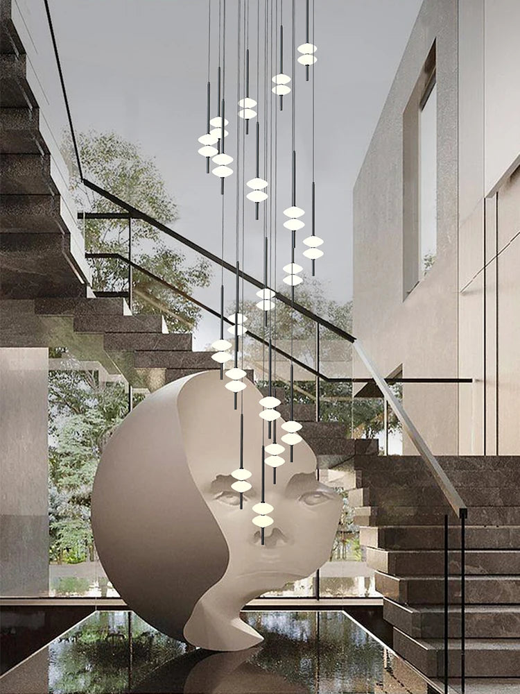 Nordic Staircase Long Chandelier Villa Duplex Chandelier Modern Light Luxury Conical Acrylic Design, 2023 New Pendant Light - vue 4 sur 12