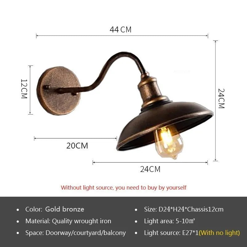 Vintage étanche applique murale lampe extérieure pour balcon porte cour couloir jardin industriel E27 appliques luminaire - vue 13 sur 13