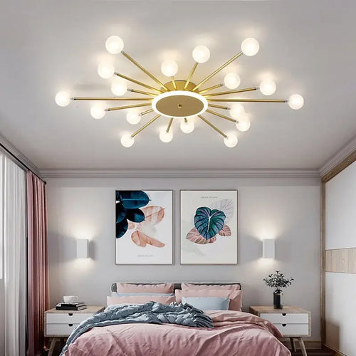 lustre moderne en verre avec éclairage led créatif intérieur - vue 3 sur 12