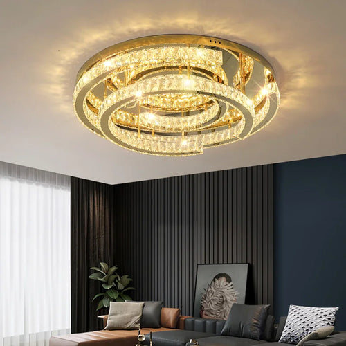 plafonnier led moderne en cristal design réglable - vue 2 sur 10