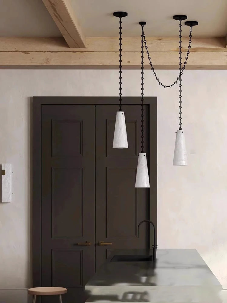 lustre led en marbre sur mesure décoration intérieure - vue 7 sur 8