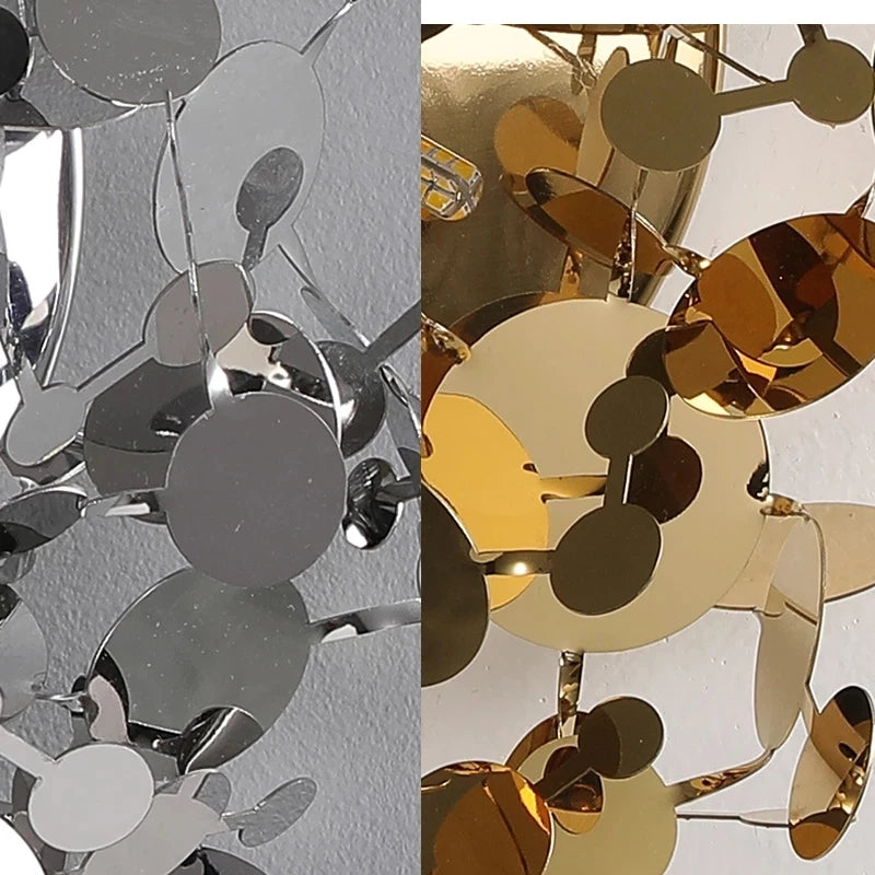 applique murale moderne en acier inoxydable avec feuilles décoratives - vue 6 sur 8