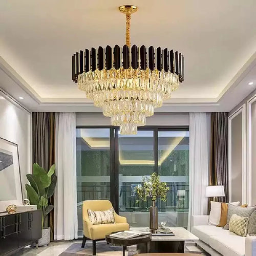 lustre led moderne de luxe en cristal luminaire rond ou long - vue 5 sur 18