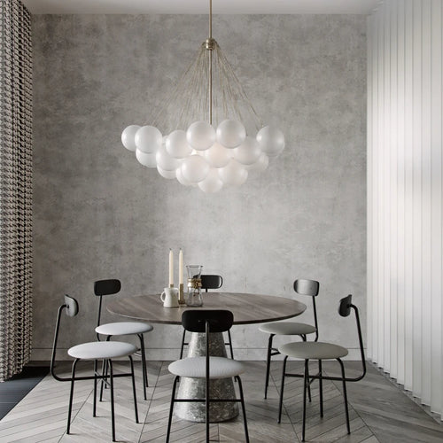 lustre moderne en verre bulles blanches pour décoration maison - vue 4 sur 10