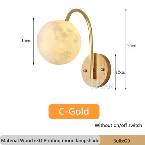 applique murale nordique en bois avec cordon interrupteur design coton - vue 15 sur 14