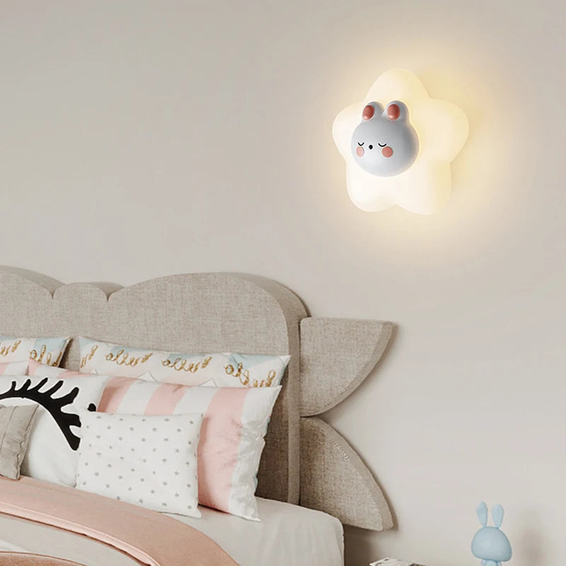 applique murale led étoile lune ours lapin minimaliste moderne - vue 6 sur 10