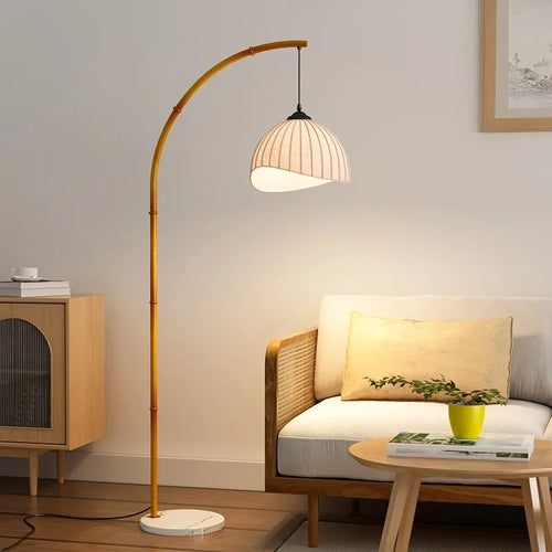 Lampe de chevet japonaise en bambou - vue 3 sur 5