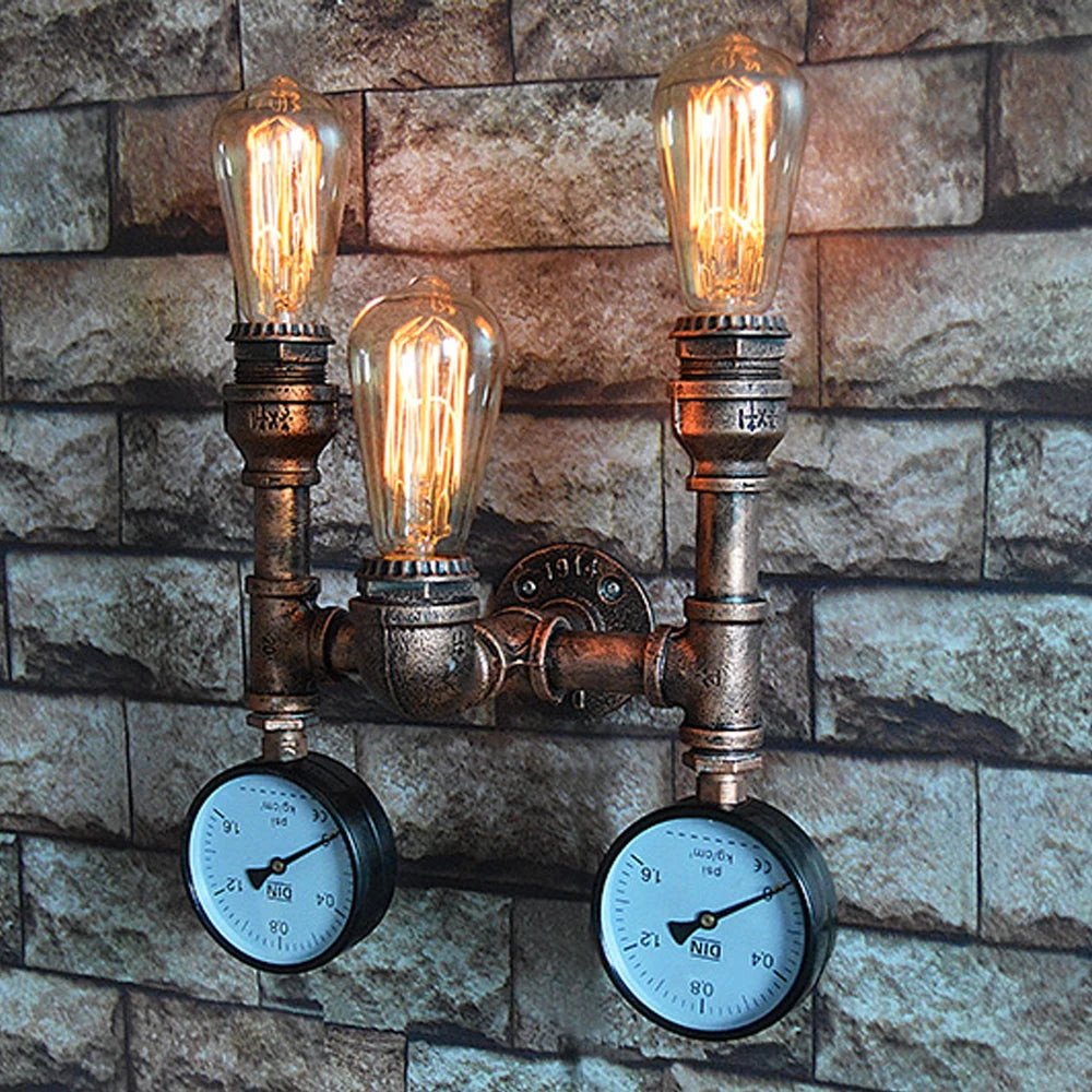 applique murale vintage steampunk en fer avec tuyau d'eau - vue 1 sur 10