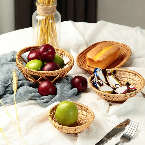 panier de rangement rotin naturel tissé à la main pour bonbons et collations - vue 4 sur 10