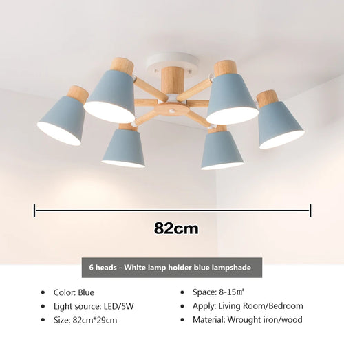 lustre nordique en bois massif éclairage moderne pour hôtel et restaurant - vue 13 sur 20