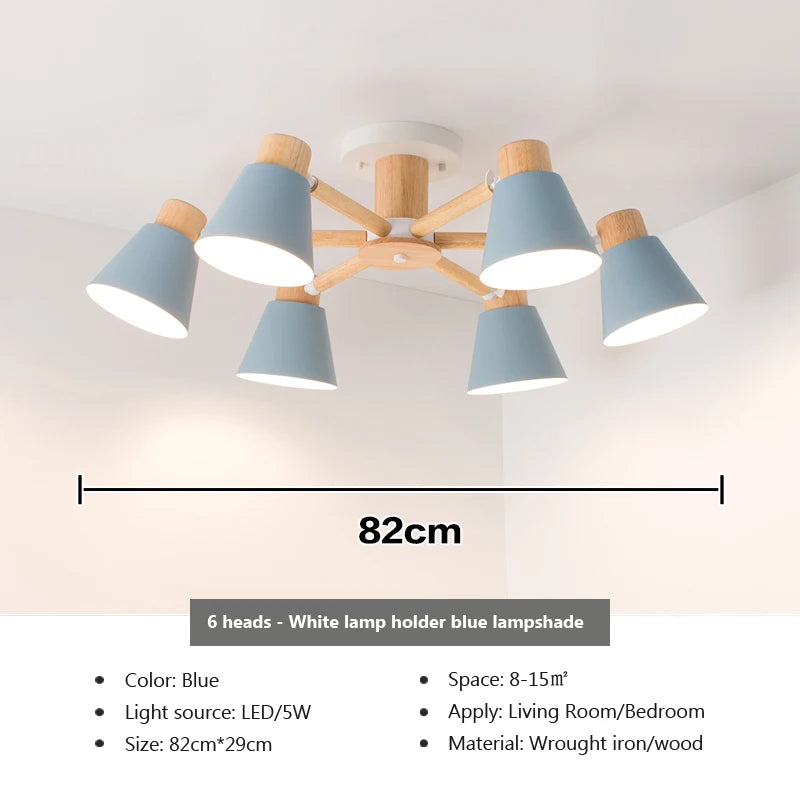 lustre nordique en bois massif éclairage moderne pour hôtel et restaurant - vue 13 sur 20