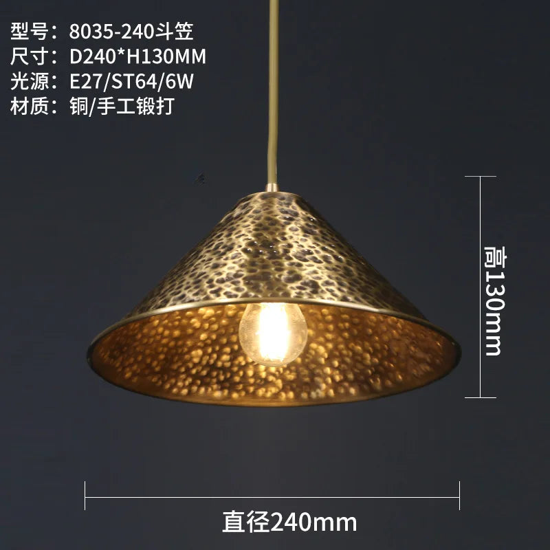 lustre décoratif chinois en cuivre pour ambiance zen - vue 12 sur 14
