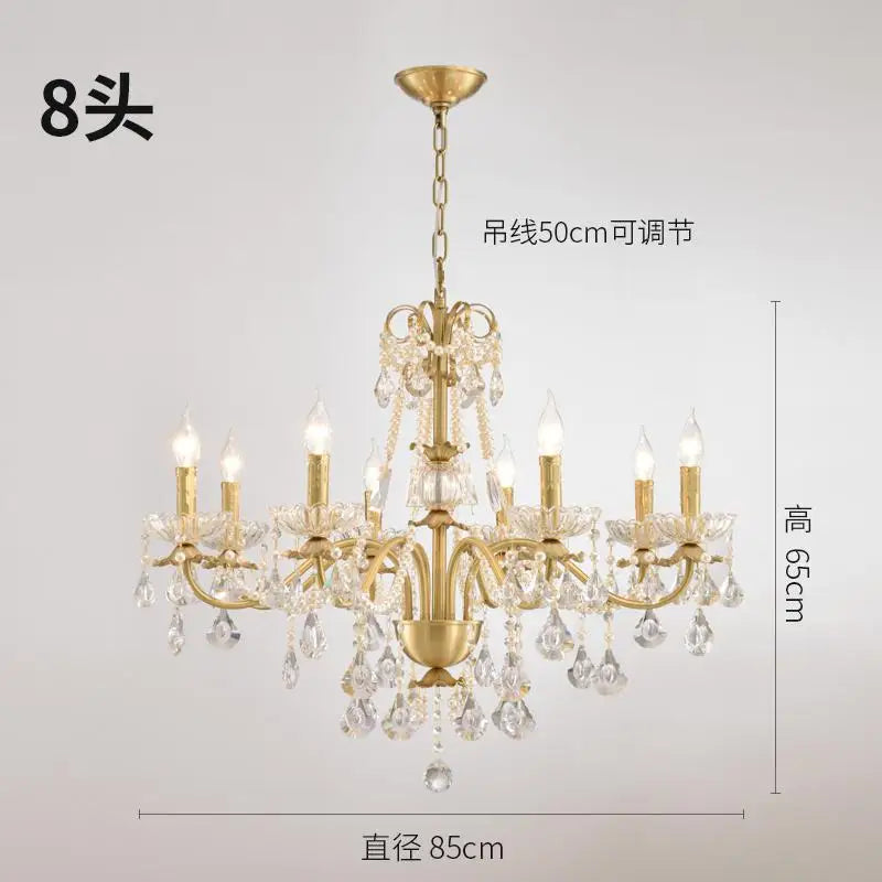 lustre moderne en or avec éclairage tube led et cristal - vue 10 sur 13