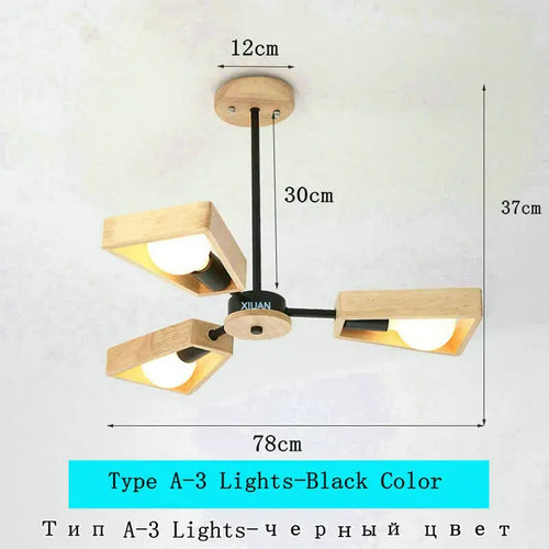 lustre scandinave minimaliste rotation 360 degrés luminaires suspendus bois créatifs - vue 10 sur 22
