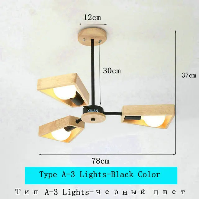 lustre scandinave minimaliste rotation 360 degrés luminaires suspendus bois créatifs - vue 10 sur 22