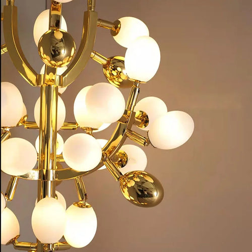 Nordic modern grape design LED floor lamp, gold G9 bulb, dining room, bedroom, sofa, white glass, home decoration floor lamp - vue 6 sur 7