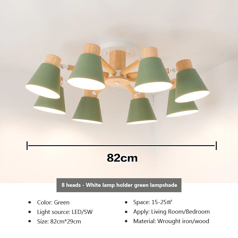 lustre nordique en bois massif éclairage moderne pour hôtel et restaurant - vue 11 sur 20