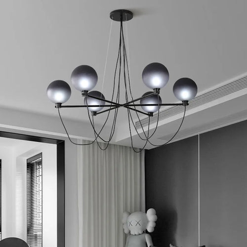 lustre nordique boule en verre style industriel rétro - vue 3 sur 7
