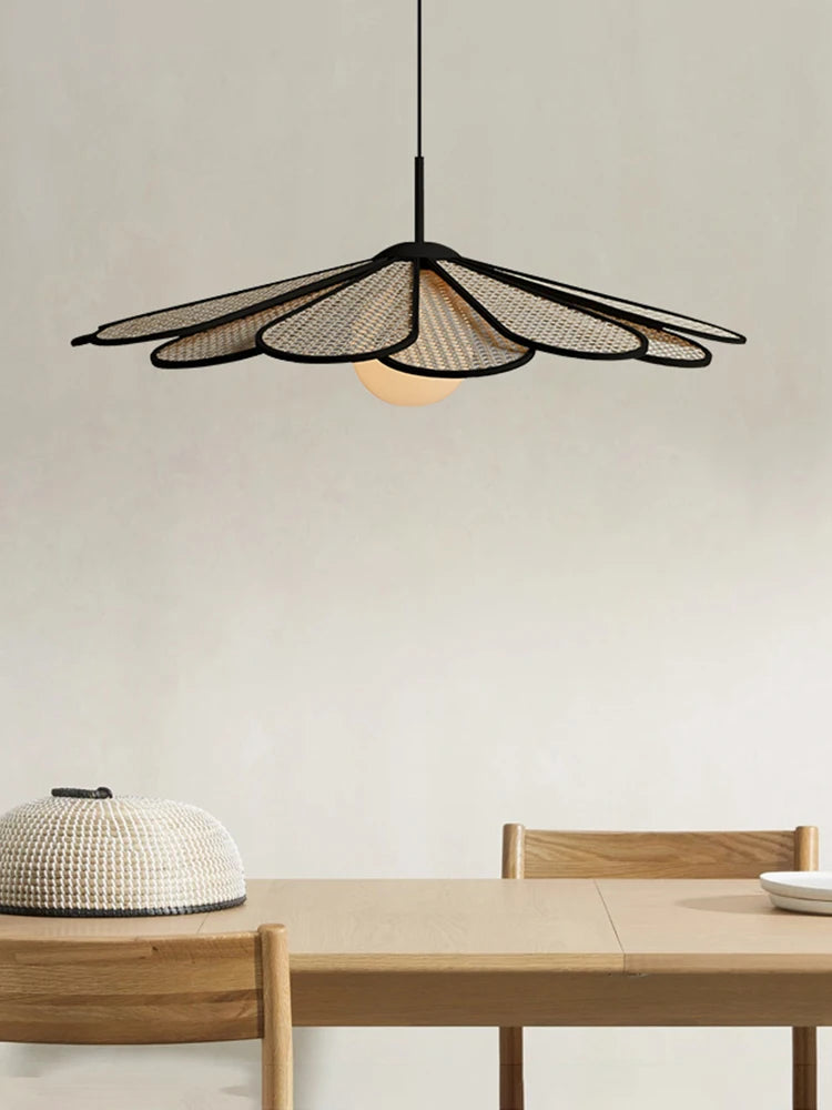 lustre créatif en rotin style japonais moderne et nordique - vue 2 sur 8