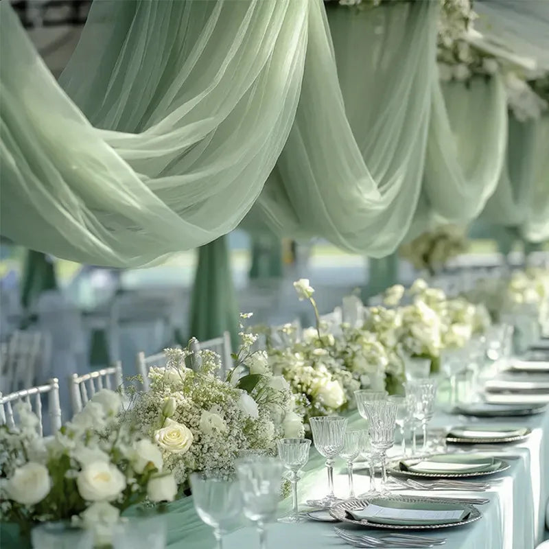 Chemin de table gaze transparente mariage décoration arche - vue 5 sur 6