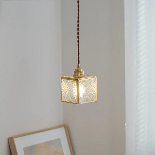 suspension vintage en cuivre avec verre pour éclairage intérieur - vue 6 sur 9