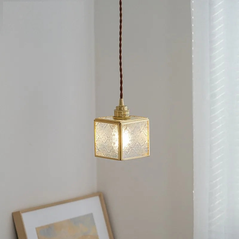 suspension vintage en cuivre avec verre pour éclairage intérieur - vue 5 sur 9