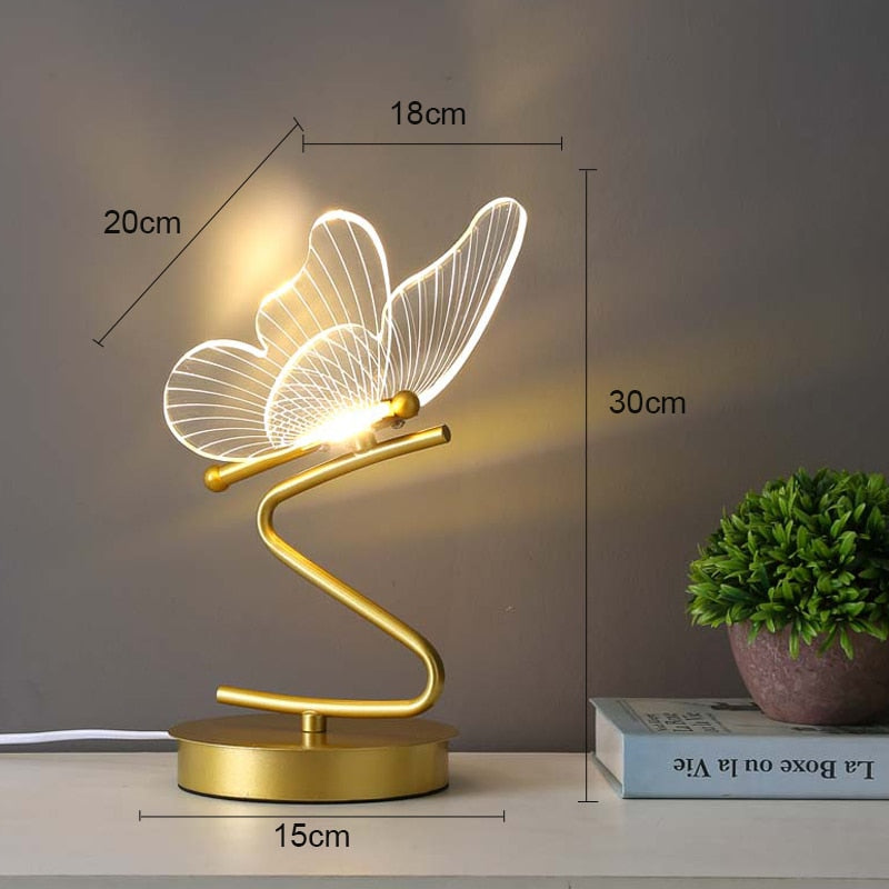 Lampe à poser design LED métallique ondulé Papillon - vue 4 sur 4