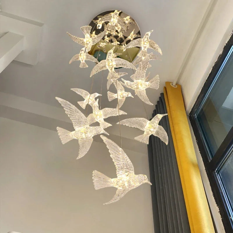 suspension LED décorative en forme d'oiseau idéale pour loft - vue 4 sur 18