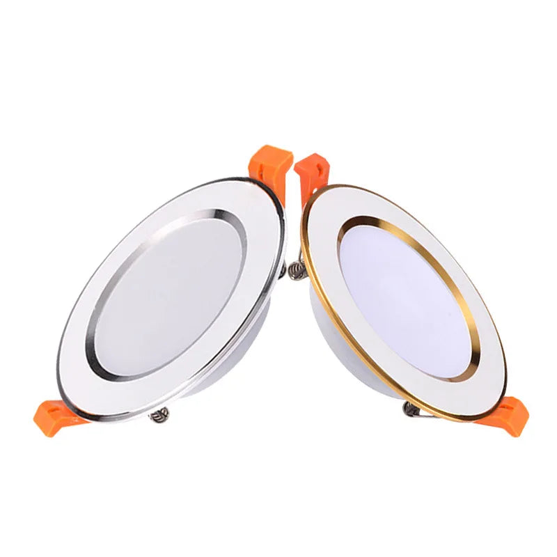Luz descendente LED empotrada en el techo, lámpara blanca fría y cálida AC220V 3 colores de atenuación, 5W 7W 9W12W 15W 18W 24W - vue 5 sur 9