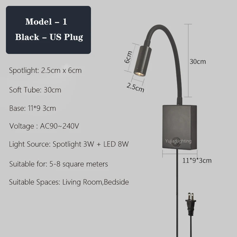 applique murale led moderne avec ports usb et interrupteur - vue 11 sur 22