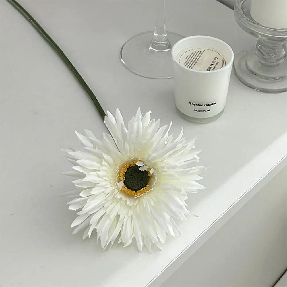 gerbera simple avec feuilles pour décoration de mariage et fête - vue 9 sur 15