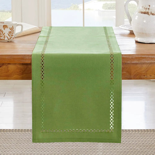 chemin de table lin ajoure style moderne repas - vue 11 sur 13