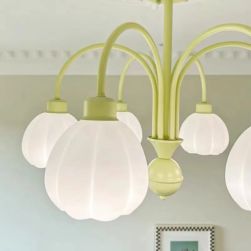 lustre européen en verre de citrouille éclairage led pour intérieur - vue 5 sur 10