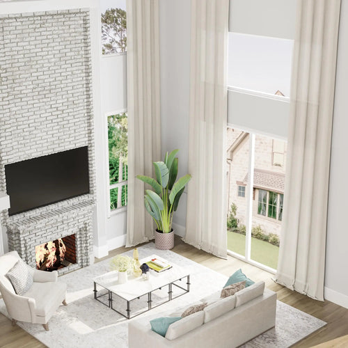 Voilage imitation lin extra long style moderne - vue 2 sur 6