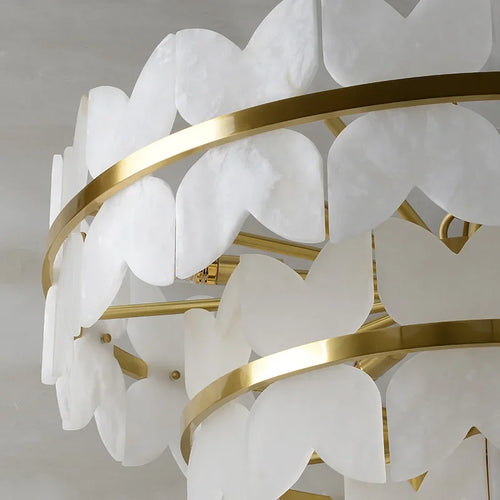 suspension en marbre naturel et cuivre design créatif minimaliste - vue 6 sur 9
