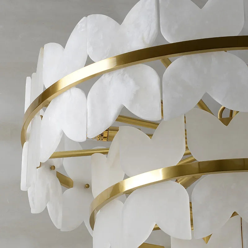suspension en marbre naturel et cuivre design créatif minimaliste - vue 5 sur 9