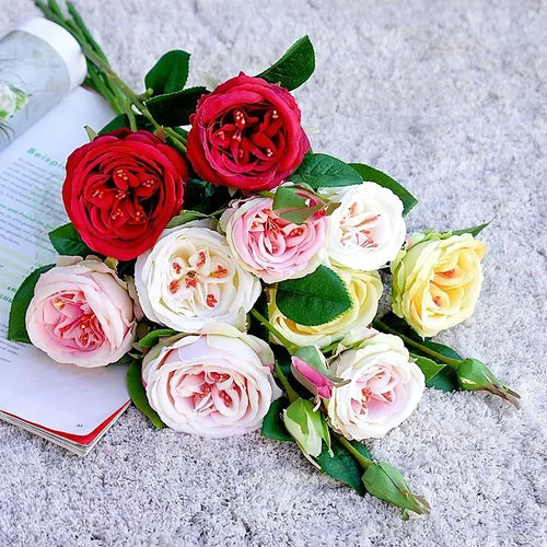 fleurs artificielles roses blanches décoratives pour toutes occasions - vue 5 sur 7