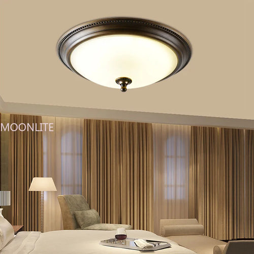 Plafonnier rond or/noir/Bronze plafonnier verre dépoli pour couloir salon cuisine LED lumineuse éclairage 110/220V - vue 2 sur 18