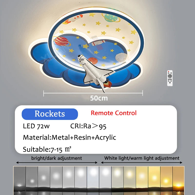 lustre d'intérieur pour enfant avec télécommande rocket lights boy - vue 10 sur 12