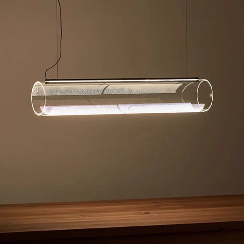 lustre moderne en verre transparent avec éclairage led - vue 2 sur 7