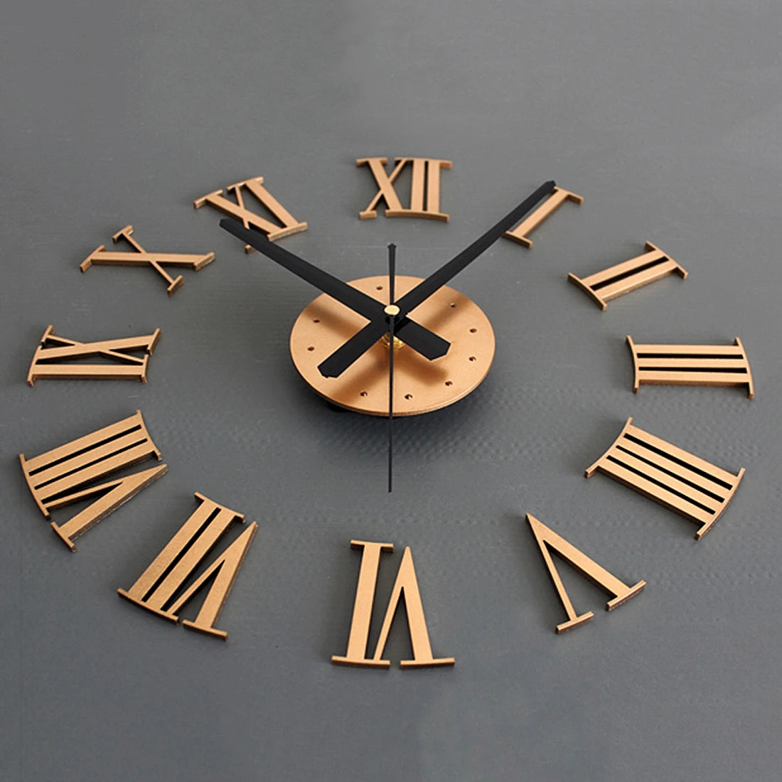 horloge murale 3D à chiffres romains à personnaliser décoration artistique - vue 3 sur 4