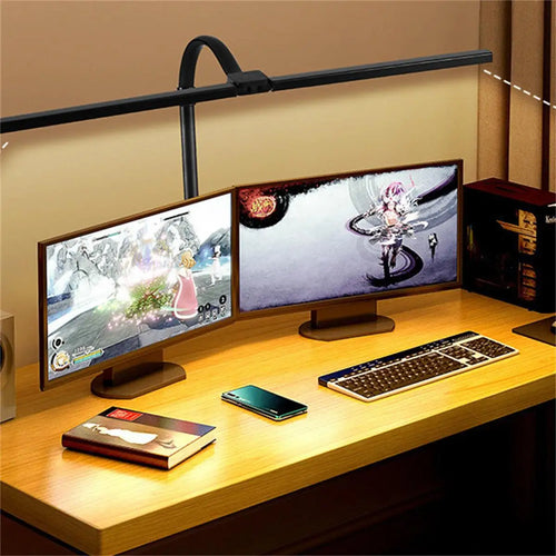 lampe de bureau à double tête à pince led adjustable - vue 3 sur 8