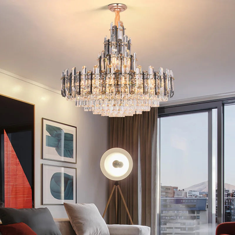 lustre suspendu en cristal à intensité variable design moderne - vue 4 sur 11