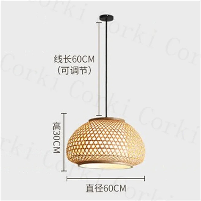 lustre en bambou tricoté à la main suspension décorative pour maison - vue 10 sur 10