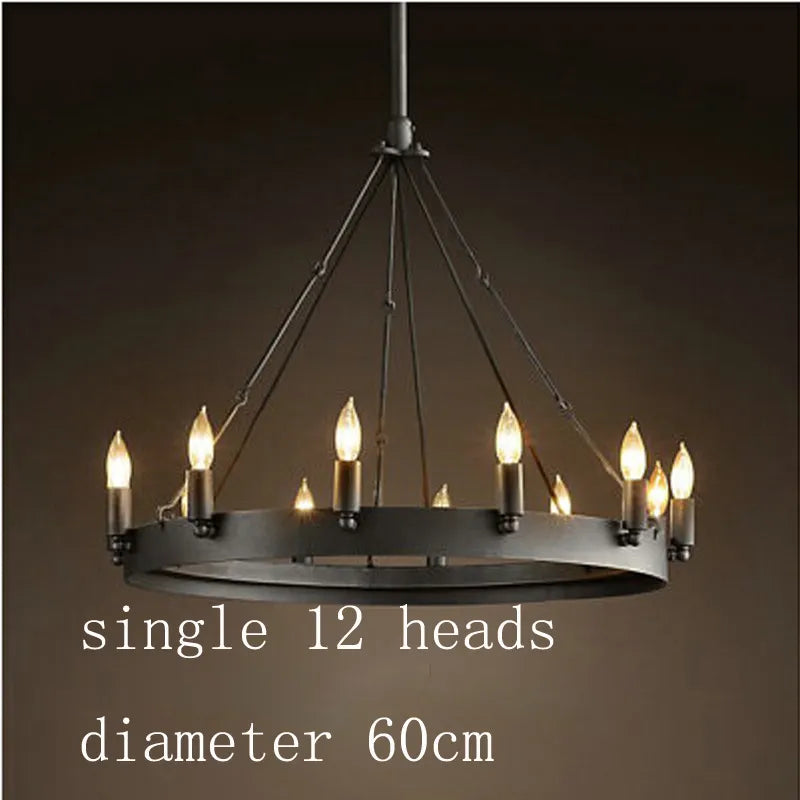 Lustre rond et Moderne américain rétro fer Vintage industriel Led