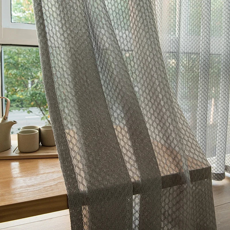 Voilage tulle moderne rayé pour salon chambre fenetre - vue 7 sur 9