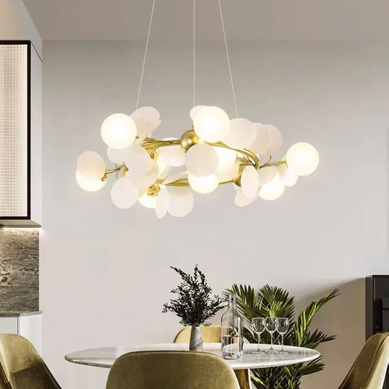 2024Modern Colored Leaf Chandelier LED for Kid’s Bedroom Living Room Diningroom Master Bedroom Bar Hanging Lamp - vue 1 sur 10