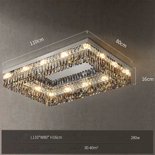 plafonnier led cristal doré chromé intensité variable design moderne - vue 11 sur 18
